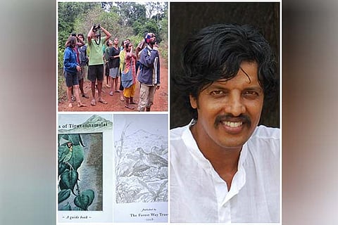 Visitors bird watching at Tiruvannamalai and yellow throated bulbul. book cover and Arun Venkatraman