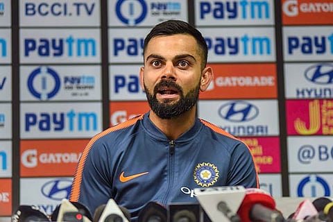 Indian cricket team captain Virat Kohli addresses a pre-match press conference