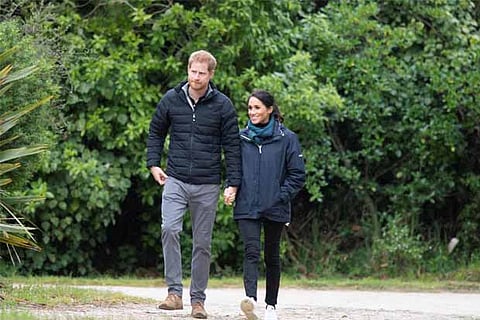 Britain's Prince Harry and Meghan, Duchess of Sussex visiting Abel Tasman National Park