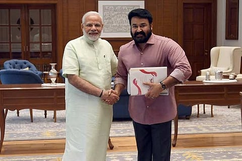 Actor Mohanlal with Prime Minister Narendra Modi