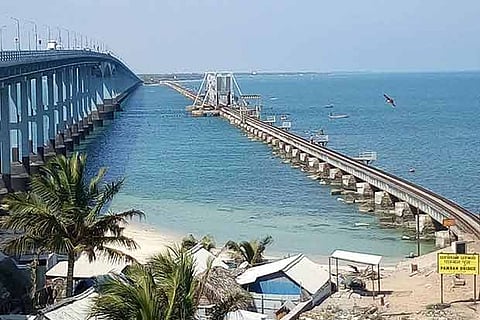 A view of Pamban bridge in Rameswaram