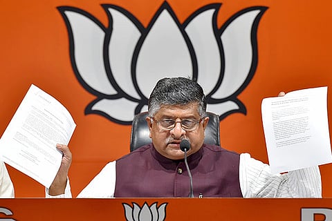 Bharatiya Janata Party leader and Law Minister Ravi Shankar Prasad