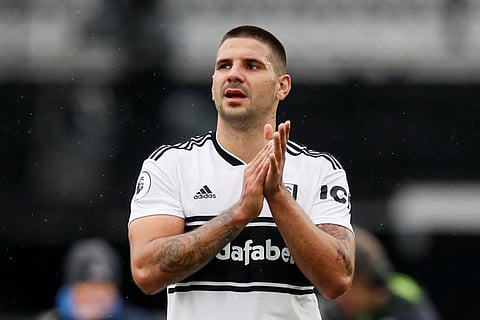 Fulham's Aleksandar Mitrovic applauds the fans after the match