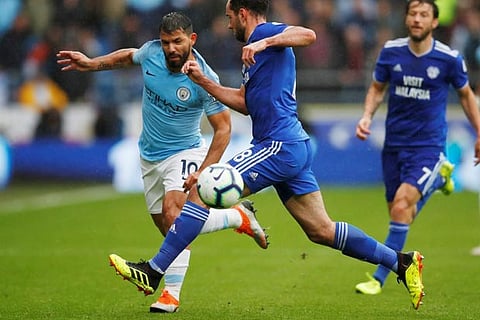 Manchester City's Sergio Aguero in action