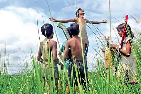 A scene from the Rima Das? movie Village Rockstars