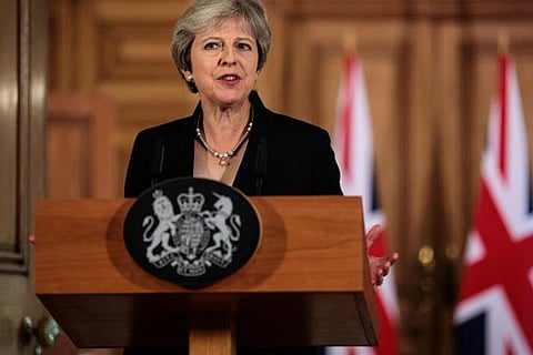 Britain's PM Theresa May makes a statement on Brexit negotiations with the European Union