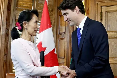 Canada?s PM Trudeau with Myanmar leader Aung San Suu Kyi
