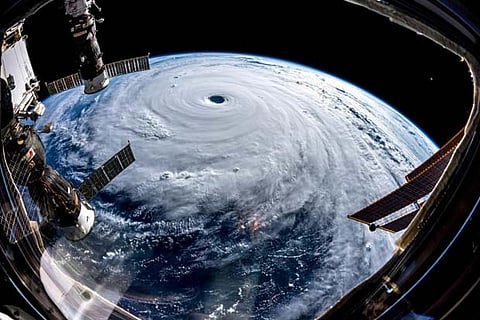 Super typhoon Trami is seen from the International Space Station as it moves towards Japan