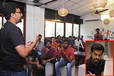 During a quiz session organised by Sportwalk; (inset) Divakar S