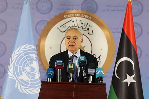 UN Envoy for Libya, Ghassan Salame, speaks during a news conference in Tripoli