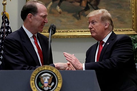 US President Donald Trump introduces President of the World Bank David Malpass at the White House