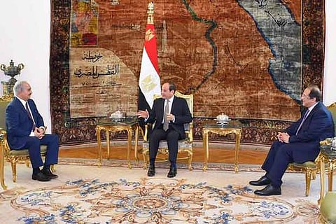 Libyan military commander Khalifa Haftar with Egyptian President Abdel Fattah al-Sisi