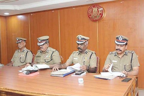 DGP (Elections) Ashutosh Shukla (second from left) chairs the review meeting in Madurai on Sunday