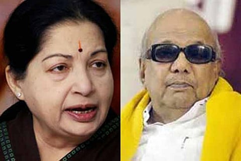 Former chief ministers J Jayalalithaa and M Karunanidhi