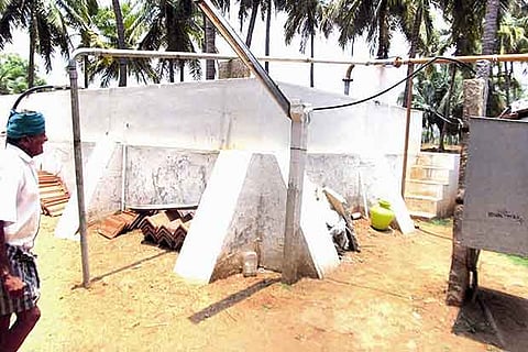 The tank in which the duo committed suicide in Tirupur