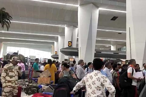 Crowds of people are seen at the Indira Gandhi International Airport in Delhi, India, April 27, 2019