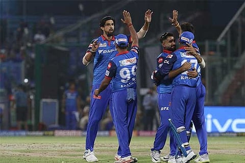 Ishant Sharma of Delhi Capitals celebrates the wicket of Gurkeerat Singh of Royal Challengers Bangal
