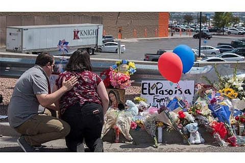 A memorial outside the Wal-Mart to the 20 shooting victims in El Paso, Texas. File: AFP