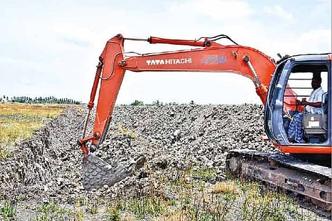The lake being desilted