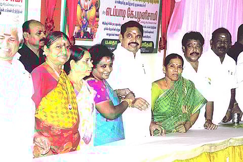 BJP state unit president Tamilisai tying rakhi to Chief Minister Edappadi K Palaniswami in Chennai