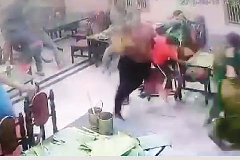 People running away from the spot