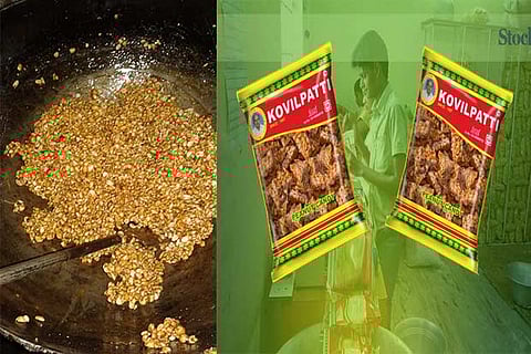 Jaggery mixed with the nuts to make the candy