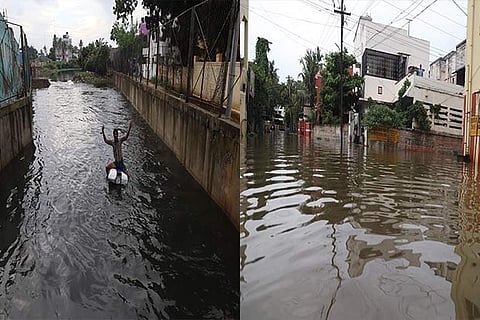 A makeshift transport system in the flooded south Chennai ; water began to enter buildings in North Chennai