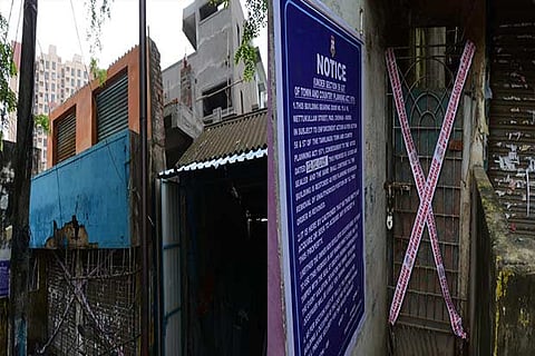 The building which the Chennai Corporation sealed on Wednesday and a notice put up in front of one of the door