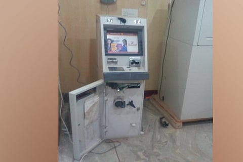 Damaged ATM in Muthapudupet