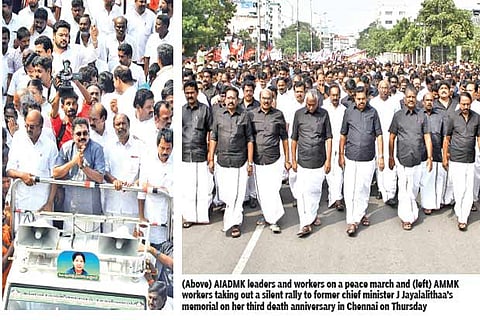 Jaya’s 3rd death anniv: Parties take out silent rally