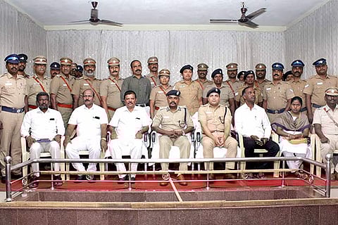 DIG V Balakrishnan with the cops and witnesses