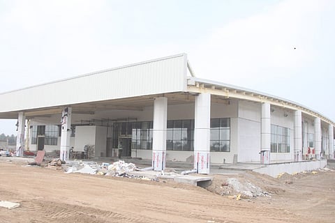 A view of the Vellore airport terminal building nearing completion
