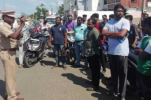 Police detain as many as 100 couples who were driving without helmet, on ECR, on Sunday