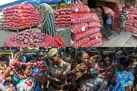 Imported onions were stocked at a market, Women?s Association stages a protest at Saidapet on Monday