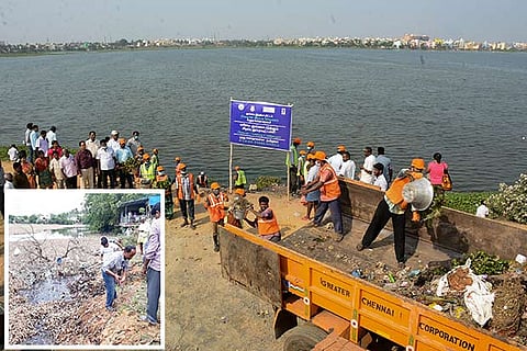 Residents restore Ambattur lake; associations remove garbage from Rajakilpakkam lake (inset)