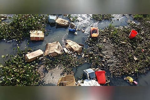 The biomedical waste dumped into Puzhal lake