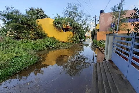 The water-logged streets that remain uncleared for more than a month in Kanmalai Nagar in Perungalathur