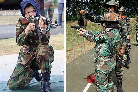 Afghan women officers were trained to handle weapons at Officers Training Academy in Chennai