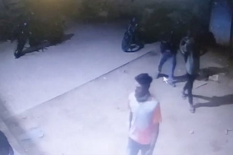 The CCTV footage showing the youth running after hurling a bomb on the bar in Puducherry