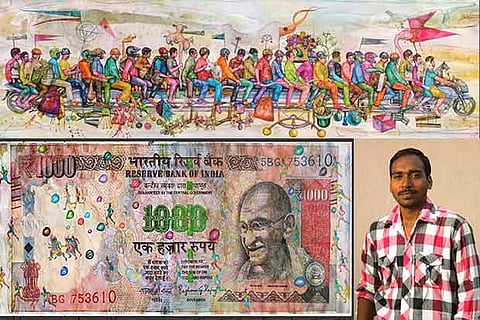 Paintings done by Sanjeeva Rao Guthi are on display at Apparao Galleries in Nungambakkam