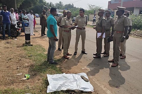 Police at the scene of crime in Tiruvallur district, on Saturday