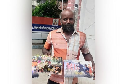 Aadhi with the poster of his film
