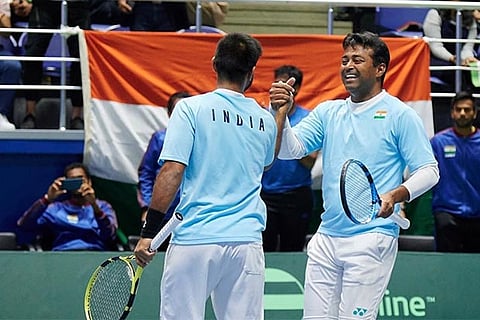 Leander (right) had revealed his retirement plans on Wednesday