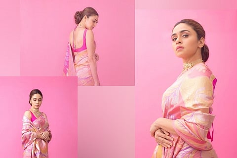 Amruta Khanvilkar paints the town pink with 'desi' look