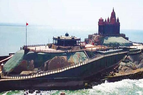 A view of the Vivekananda Rock Memorial in Kanniyakumari