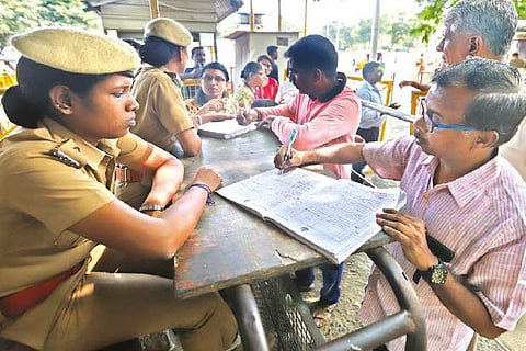 Police personnel have reverted to the practice of entering the details of the persons in a registry