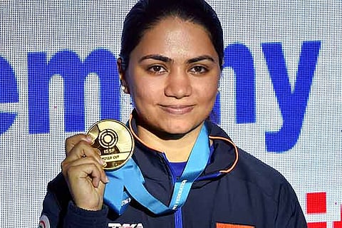 Apurvi Chandela breaks world record to win women's 10m air rifle gold