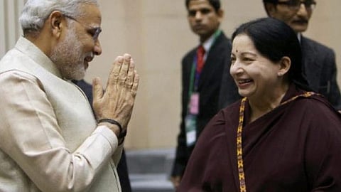 Indian Prime Minister Narendra Modi andformer Tamil Nadu CM J Jayalalithaa