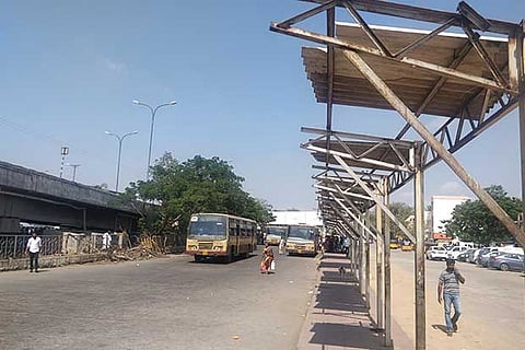 The tattered roofs in the Tambaram bus stand that awaits attention as summer is fast approaching