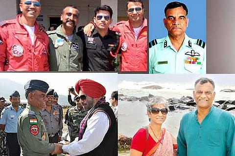 File photo of Abhinandan with his colleagues; his parents; Retd Air Marshal Simhakutty Varthaman